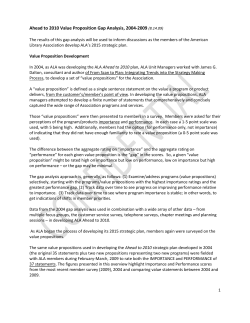 Ahead to 2010 Value Proposition Gap Analysis, 2004