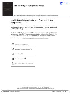 Institutional Complexity and Organizational Responses