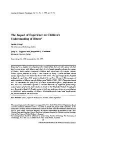 The Impact of Experience on Children`s Understanding of Illness1