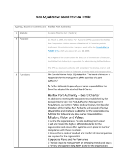 Non Adjudicative Board Position Profile Halifax Port Authority