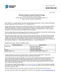 Dominion Questar becomes Dominion Energy