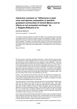Interactive comment on &ldquo;Differences in plant cover and species
