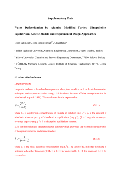 Equilibrium, Kinetic Models and Experimental Design Approaches