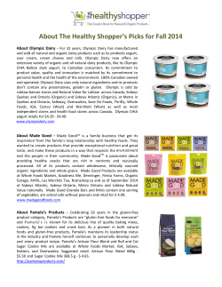 About The Healthy Shopper`s Picks for Fall 2014