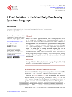 A Final Solution to the Mind-Body Problem by Quantum Language