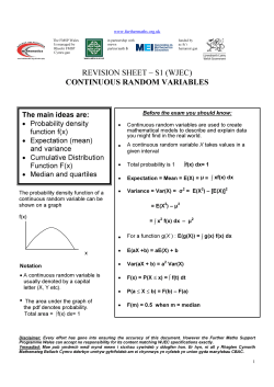 s1 (wjec) continuous random variables