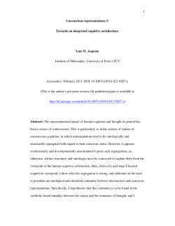 1 Unconscious representations 2: Towards an integrated cognitive