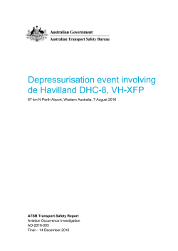 Depressurisation event involving de Havilland DHC-8, VH-XFP