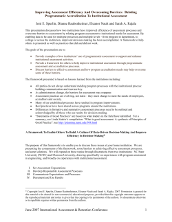 Improving Assessment Efficiency And Overcoming Barriers