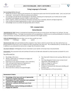 2015 VCE ENGLISH &ndash; UNIT 3 OUTCOME 3 Using Language to