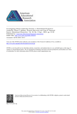 Investigating School Leadership Practice: A Distributed Perspective