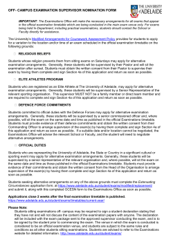 OFF- CAMPUS EXAMINATION SUPERVISOR NOMINATION FORM