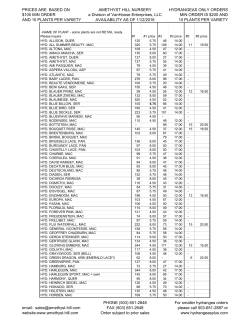 PRICES ARE BASED ON $100 MIN ORDER AND 10 PLANTS PER