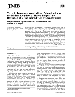 Turns in Transmembrane Helices - Stockholm Bioinformatics Center