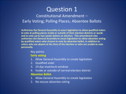 Question 1 Constitutional Amendment &ndash; Early Voting