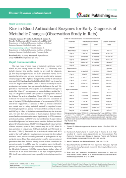 Rise in Blood Antioxidant Enzymes for Early Diagnosis of Metabolic
