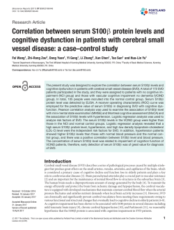 Correlation between serum S100&beta; protein levels and cognitive