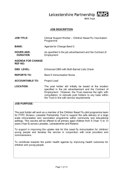 Band 2 clinical immunisation support worker