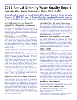 Consumer Confidence Report - Martindale Water Supply Corporation