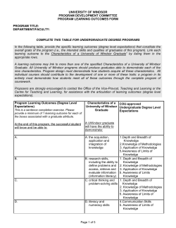 Program Learning Outcomes Form