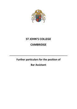 Further particulars for the position of Bar Assistant