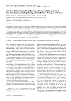 Individual Differences in Risky Decision Making: A