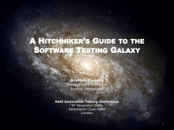 A HitchHiklers Guide to the Software Testing Galaxy