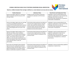 POSSIBLE CHRISTIAN SCHOOL POLICY POSITIONS
