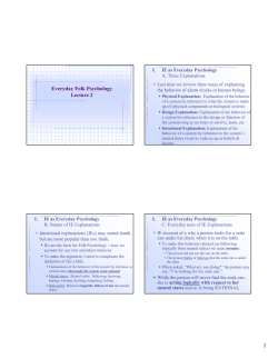 Everyday Folk Psychology Lecture 2
