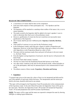 RULES OF THE COMPETITION &bull; A maximum of 16 teams shall be