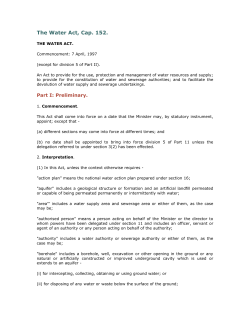 The Water Act, Cap. 152 - Ministry of Water and Environment