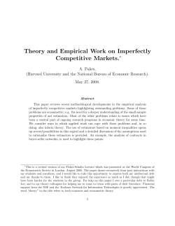 Theory and Empirical Work on Imperfectly Competitive Markets.