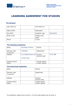 LEARNING AGREEMENT FOR STUDIES The Student Last name (s