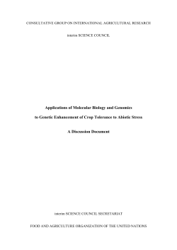 Applications of Molecular Biology and Genomics:Crop Tolerance to