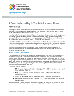 A Case for Investing in Youth Substance Abuse Prevention