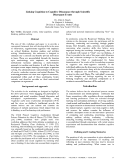 Linking Cognition to Cognitive Dissonance through Scientific