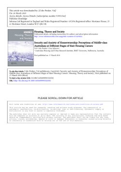 Housing, Theory and Society Security and Anxiety