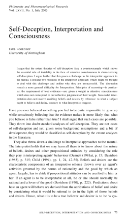 Self-Deception, Interpretation and Consciousness