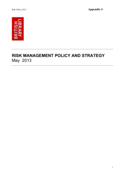 RISK MANAGEMENT POLICY AND STRATEGY May 2013