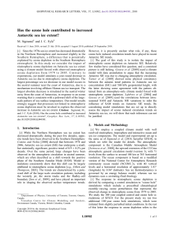 Has the ozone hole contributed to increased Antarctic sea ice extent?