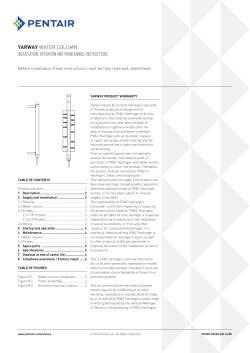 Installation, Operation and Maintenance for Yarway Water Column