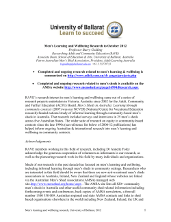 Men`s Learning and Wellbeing Research to October 2012