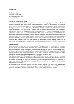 ANIMATION Modes of study: First-cycle studies (BA) Second