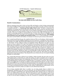 ACIM Edmonton - Sarah`s Reflections