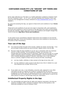 CONTAINER CHAIN PTY LTD "DRIVER" APP TERMS AND