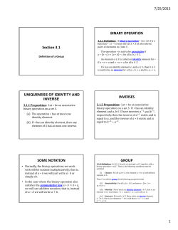 Section 3.1 BINARY OPERATION INVERSES SOME NOTATION