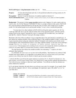 MATLAB Project: Using Backslash to Solve Ax = b