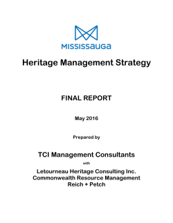 Mississauga Heritage Management Strategy May 11 2016