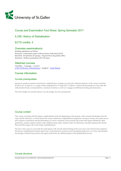 Merkblatt 4,338 History of Globalisation, Spring Semester 2017