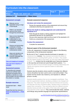 Curriculum into the classroom Science Water